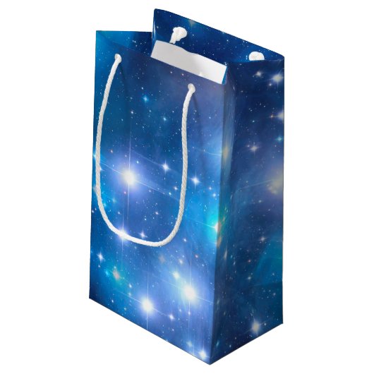 Blauwe, unieke sterren en jouw ideeën klein cadeauzakje (Achterkant Gekanteld)