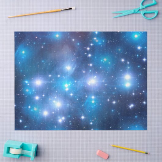 Blauwe, unieke sterren en jouw ideeën tissuepapier (Craft)