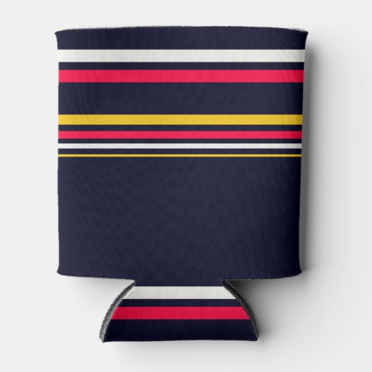 Blauwe uniforme strepen blikjeskoeler (Voorkant)