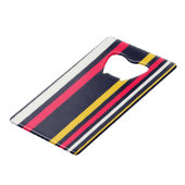 Blauwe uniforme strepen creditkaart flessenopener (Voorkant Gekanteld)