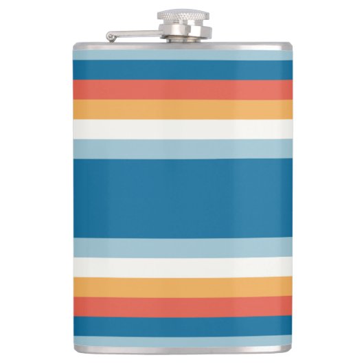 Blauwe uniforme strepen heupfles (Voorkant)