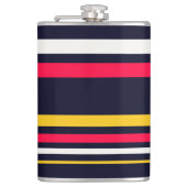 Blauwe uniforme strepen heupfles (Voorkant)