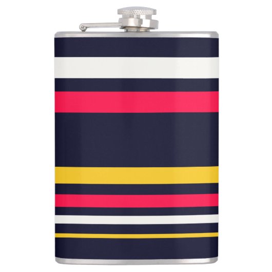 Blauwe uniforme strepen heupfles (Voorkant)