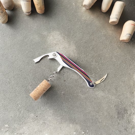 Blauwe uniforme strepen kurkentrekker