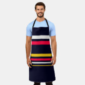 Blauwe uniforme strepen schort (Gedragen)