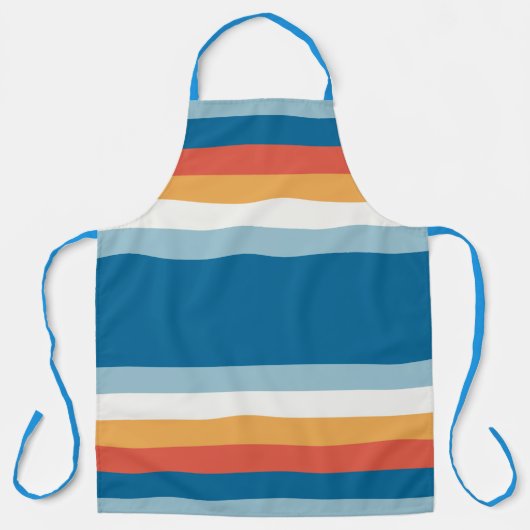 Blauwe uniforme strepen schort (Voorkant)