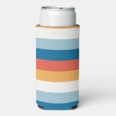 Blauwe uniforme strepen seltzer blikjeskoeler (Seltzer Achterkant)