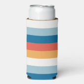 Blauwe uniforme strepen seltzer blikjeskoeler (Seltzer Voorkant)