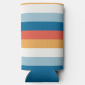 Blauwe uniforme strepen seltzer blikjeskoeler (Achterkant)