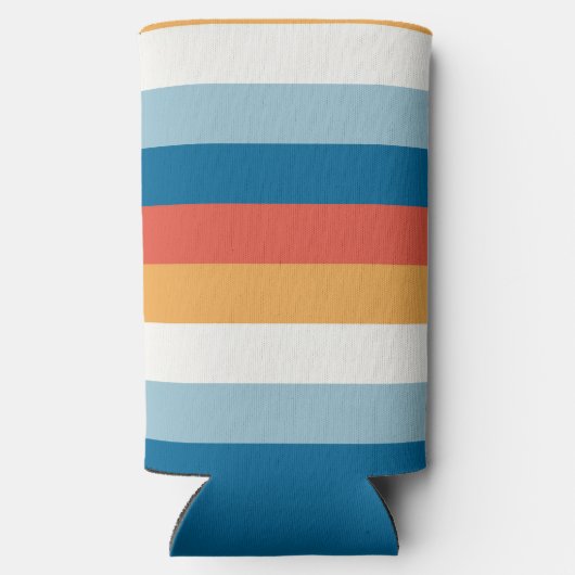 Blauwe uniforme strepen seltzer blikjeskoeler (Achterkant)