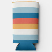 Blauwe uniforme strepen seltzer blikjeskoeler (Voorkant)