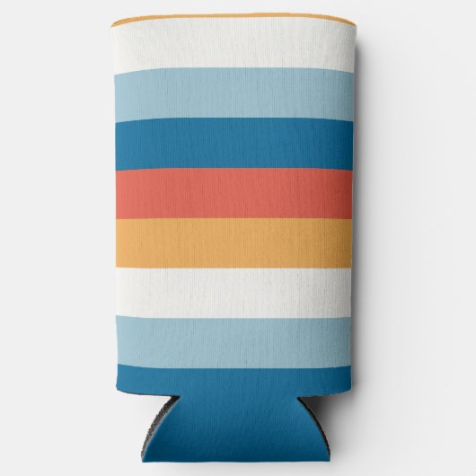 Blauwe uniforme strepen seltzer blikjeskoeler (Voorkant)