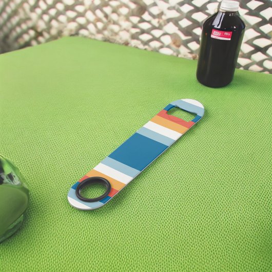 Blauwe uniforme strepen speed flessenopener