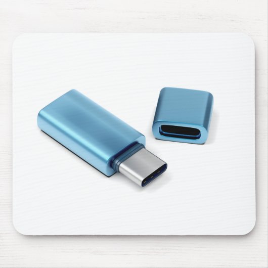 Blauwe usb-c-flash stick muismat (Voorkant)