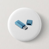 Blauwe usb-c-flash stick ronde button 5,7 cm (Voorkant)
