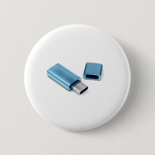 Blauwe usb-c-flash stick ronde button 5,7 cm (Voorkant)