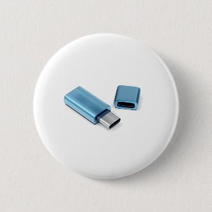 Blauwe usb-c-flash stick ronde button 5,7 cm