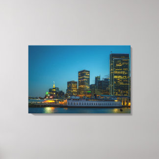 Blauwe Uur in de Stad Canvas Afdruk