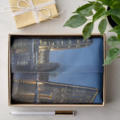 Blauwe uur wolkenkrabbers in Dubai Marina Tissuepapier (Geschenk)