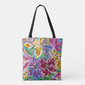 Blauwe Vaas Bloemrijke Tote Tas (Achterkant)