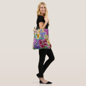 Blauwe Vaas Bloemrijke Tote Tas (Op model)