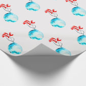 Blauwe vaas waterverf ikebana cadeaupapier (Hoek)