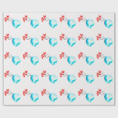 Blauwe vaas waterverf ikebana cadeaupapier (Vlak)