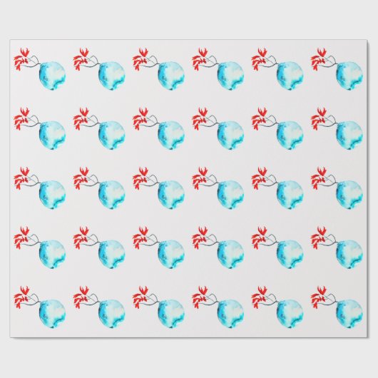 Blauwe vaas waterverf ikebana cadeaupapier (Vlak)