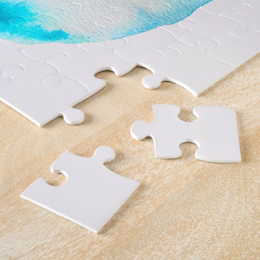 Blauwe vaas waterverf ikebana legpuzzel (Zijkant)