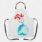 Blauwe vaas waterverf ikebana schort (Voorkant)