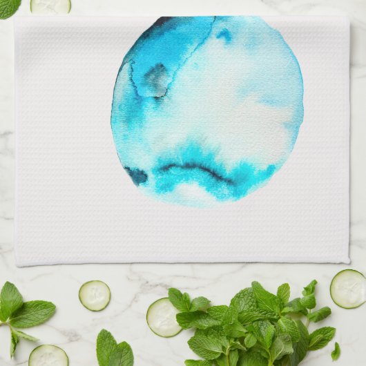 Blauwe vaas waterverf ikebana theedoek (Gevouwen)