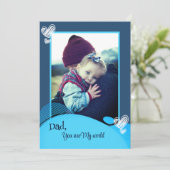 Blauwe vaderdag foto Vakantie Kaart (Staand voorkant)