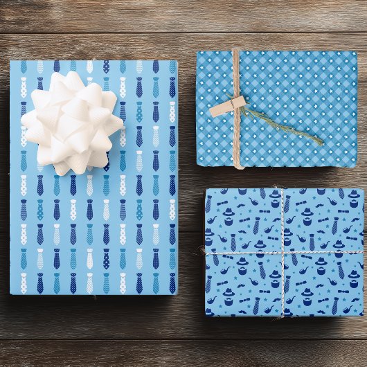 Blauwe Vaderdag Inpakpapier Vel