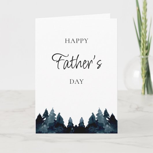 Blauwe Vaderdag Kaarten met dennenbomen (Voorkant)
