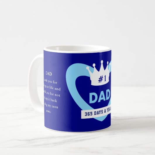 Blauwe Vaderdag Kroon Beker Koffiemok (Voorkant links)