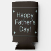 Blauwe vaders dag tekst donkerbruin seltzer blikjeskoeler (Voorkant)