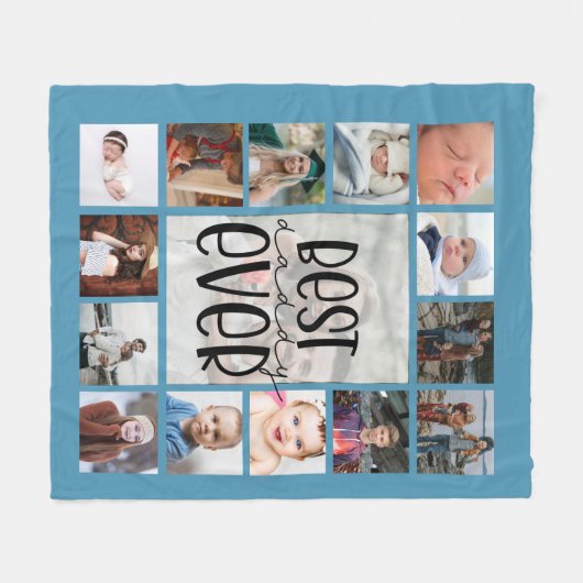 Blauwe vaders dagfoto collage Fleece Blanket (Voorkant (Horizontaal))
