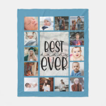 Blauwe vaders dagfoto collage Fleece Blanket