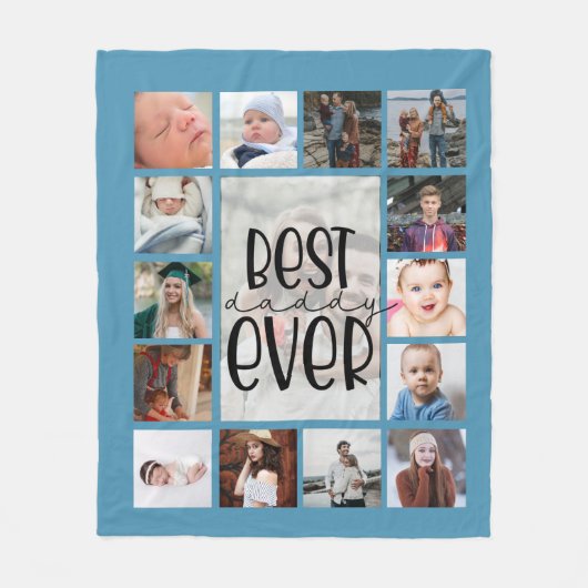 Blauwe vaders dagfoto collage Fleece Blanket Deken (Voorkant)