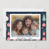 Blauwe Vakantie Print Foto Kerst Kaart (Voorkant)