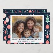 Blauwe Vakantie Print Foto Kerst Kaart (Voorkant / Achterkant)