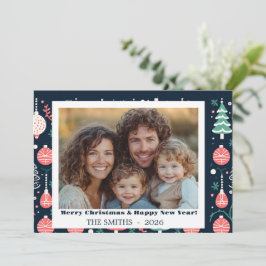 Blauwe Vakantie Print Foto Kerst Kaart