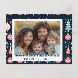 Blauwe Vakantie Print Foto Kerst Kaart