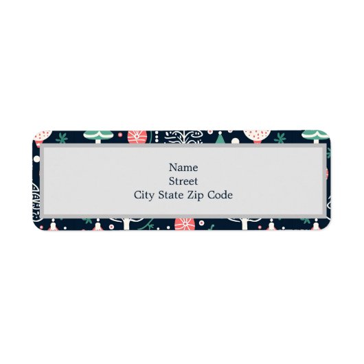 Blauwe Vakantie Print Kerstmis Etiket (Voorkant)