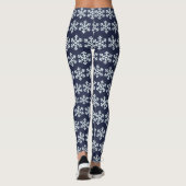 Blauwe Vakantie Sneeuwvlok Kerstmis Fair Isle Patr Leggings (Achterkant)