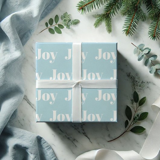 Blauwe Vakantie Wrapping Papier Joy Typografie