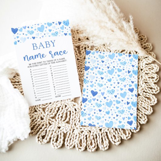 Blauwe Valentijn Baby Naam Race Baby shower Spel Kaart