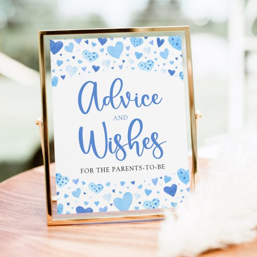 Blauwe Valentijn Baby shower Advies en Wensen Sign Poster