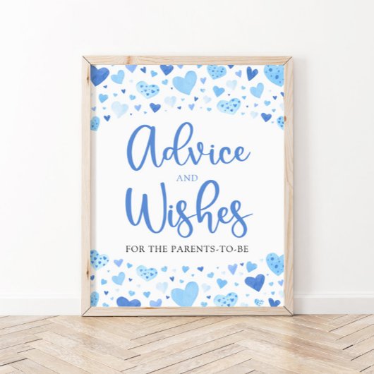 Blauwe Valentijn Baby shower Advies en Wensen Sign Poster