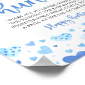 Blauwe Valentijn Baby shower Fopspeen Hunt Teken Poster (Hoek)